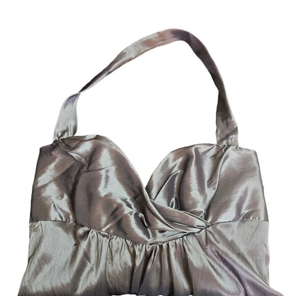 JLM NWT Couture Silver Sweetheart Halter Neck Bubble Hem Formal Dress Sz 12 - Picture 5 of 12